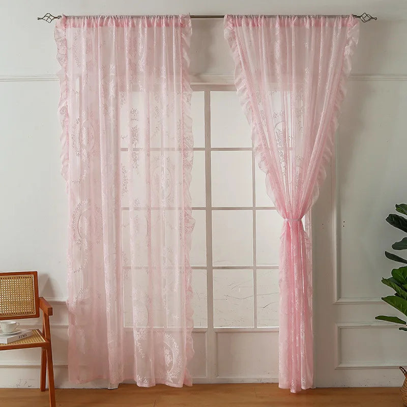rideaux broderie florale transparent blanc vert rose orange classique polyester chambre salon