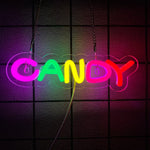 néon lumineux multicolore candy lettres bonbons sucette moderne opaques câble usb vis