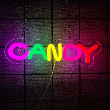 néon lumineux multicolore candy lettres bonbons sucette moderne opaques câble usb vis