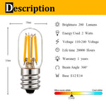 ampoules led filament doré transparentes e12 e14 2w 2200k classiques 360° 20000h salon refroidisseur