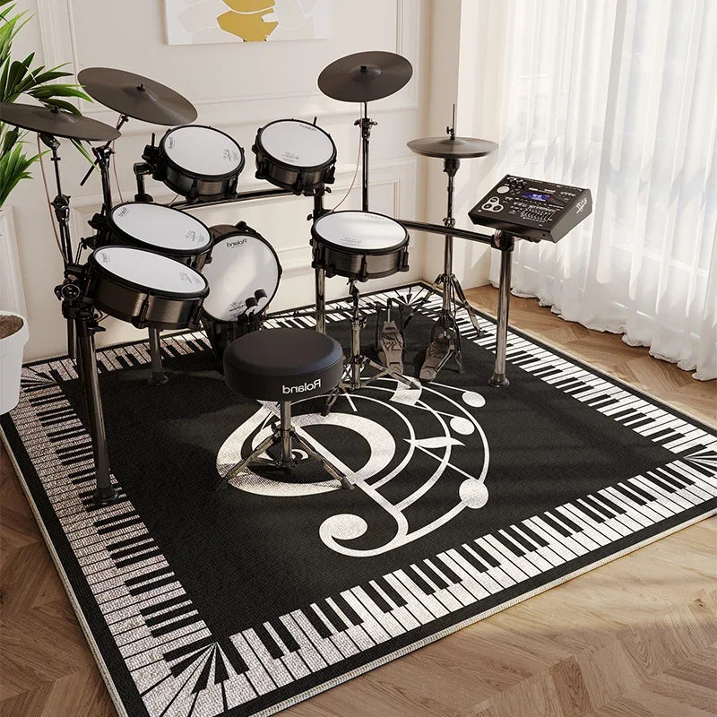 tapis moderne musical floral salon noir blanc décoration chambre hôtelextérieur