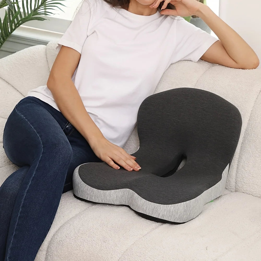 coussin ergonomique mousse fibre polyester coton tissage gris moderne fixation