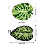 tapis sol vert blanc feuille monstera texture moelleuse moderne antidérapant adhésif salon chambre