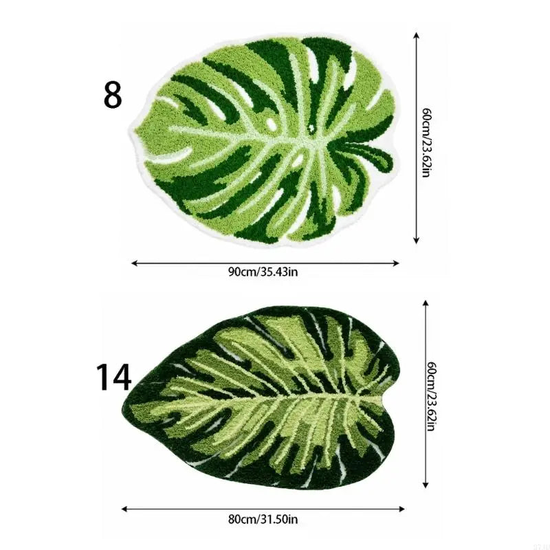 tapis sol vert blanc feuille monstera texture moelleuse moderne antidérapant adhésif salon chambre