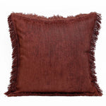 taies d'oreiller carrées modernes couleurs marron rose beige franges coton polyester