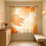 rideau feuilles erable orange moderne anneaux salon chambre 100x130cm