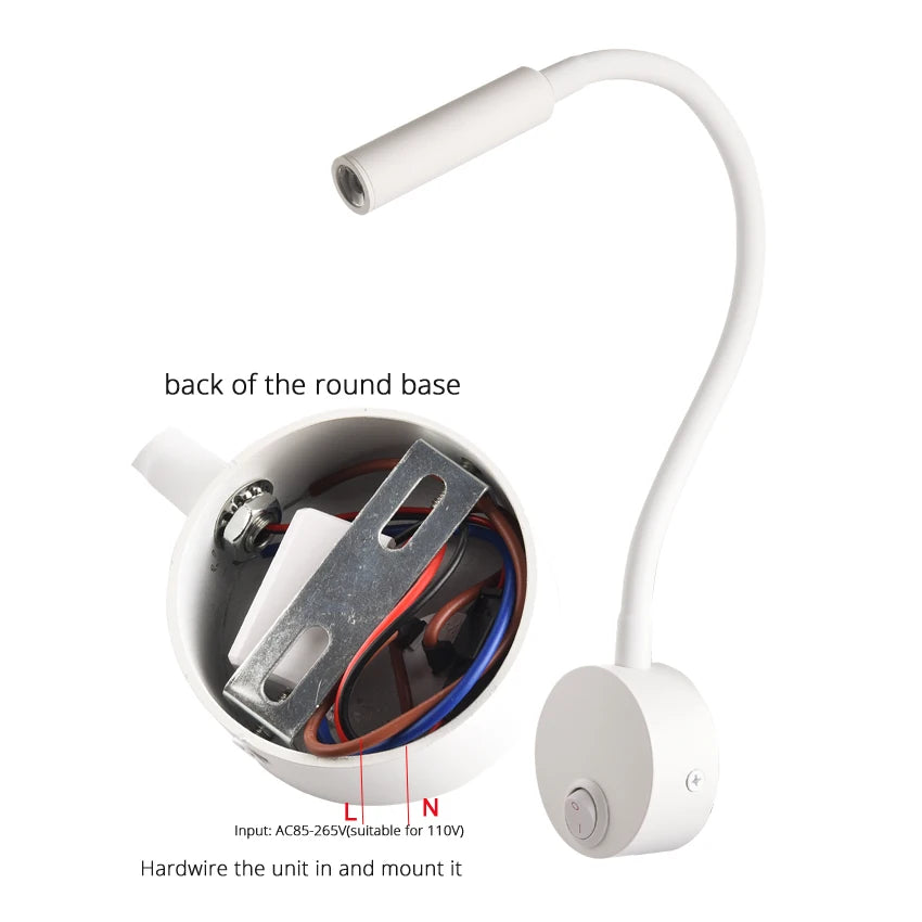 lampe murale led moderne bras articulé réglable lecture chambre blanche noir