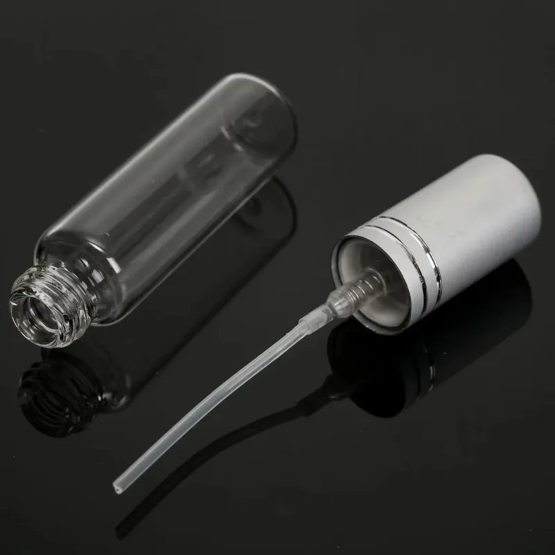 spray verre transparent argenté moderne minimaliste 10ml bouteille rechargeable cosmétique parfum liquide tonique
