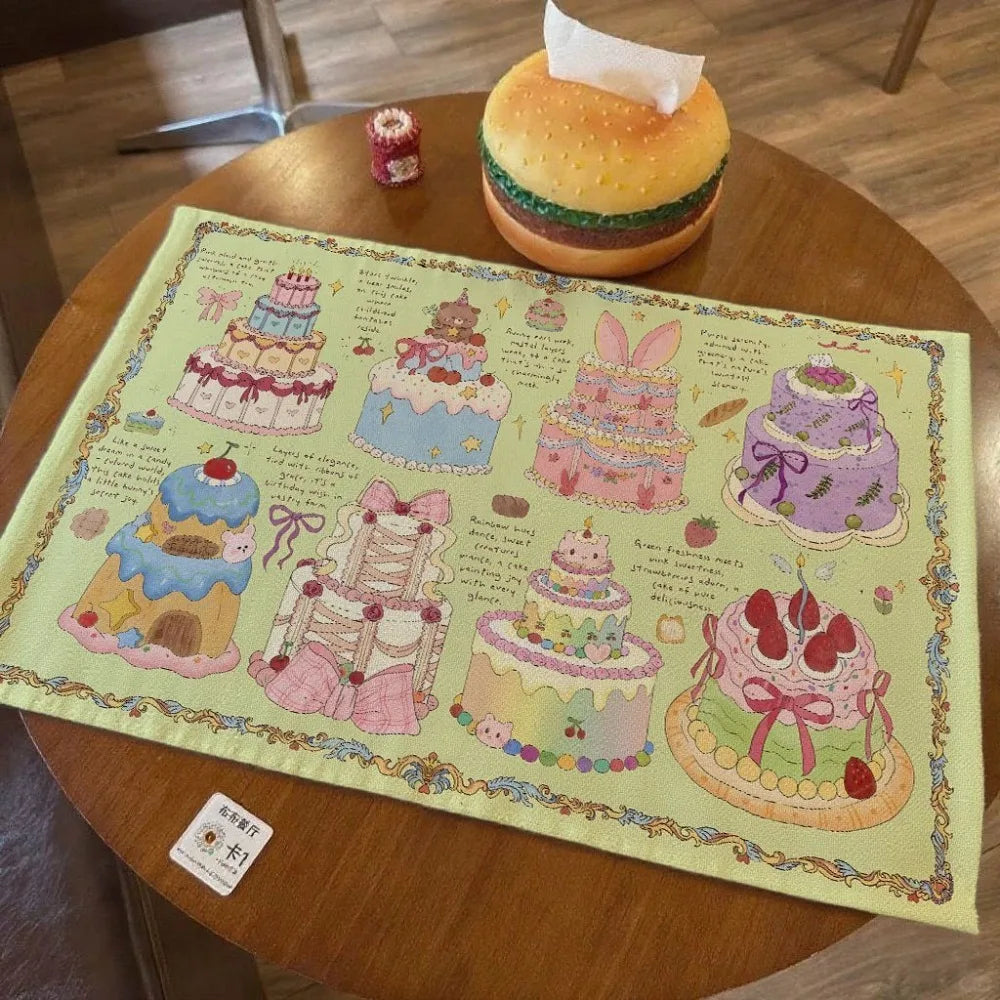 nappes décoratives kawaii fleurs gâteaux multicolores table fêtes extérieur