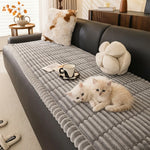 coussin canapé flanelle rayée épais matelassé doux salon gris beige moderne