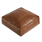 pouf carré cuir marron clair marron foncé vert olive moderne vintage