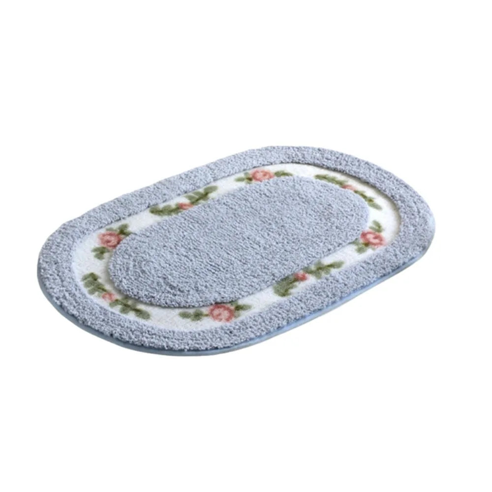 tapis ovale fleurs roses classique antidérapant épais vert rouge bleu clair beige
