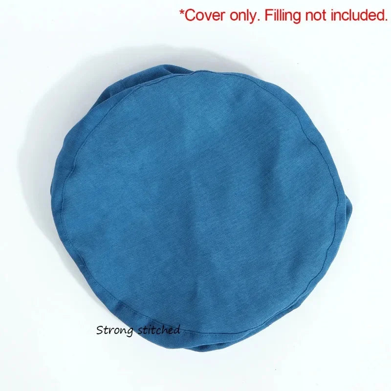 coussin rond uni bleu gris moderne confortable tissu coton polyester zip intégré