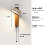 lampe murale led bois naturel interrupteur tissu beige moderne fixée cuisine chambre