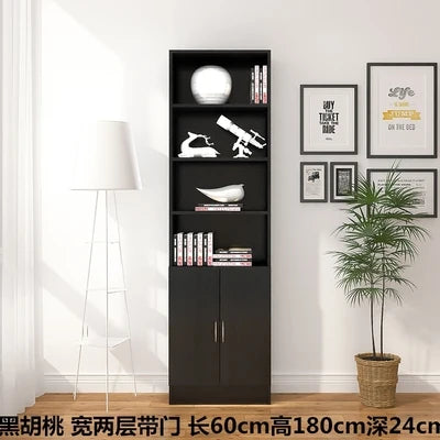 bibliothèque moderne bois multifonction porte unique simple rangement mur blanc noir