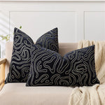 lot deux housses coussin chenille motif abstrait moderne canapé salon décoratif