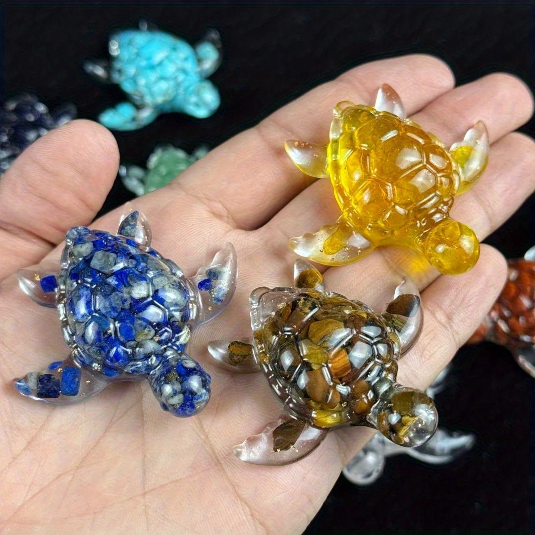 bijou tortue décoration colorées brillantes décoratif opaque multicolore verte bleue