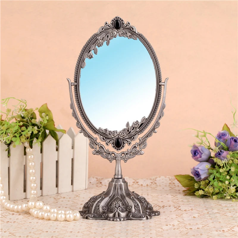 miroir ovale or floral classique dressing sans luminaire rotationnable maison