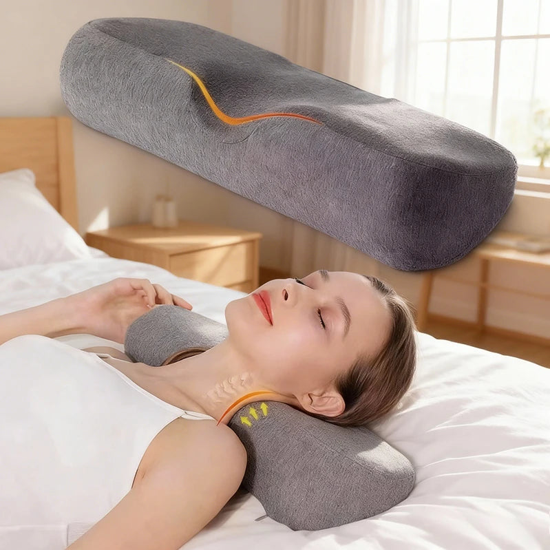 coussin sommeil cervical gris ergonomique mousse mémoire forme massage cou confort doux relaxation nocturne