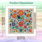 kit broderie point croix motifs floraux colorés toile imprimée aiguilles fils schéma guide technique