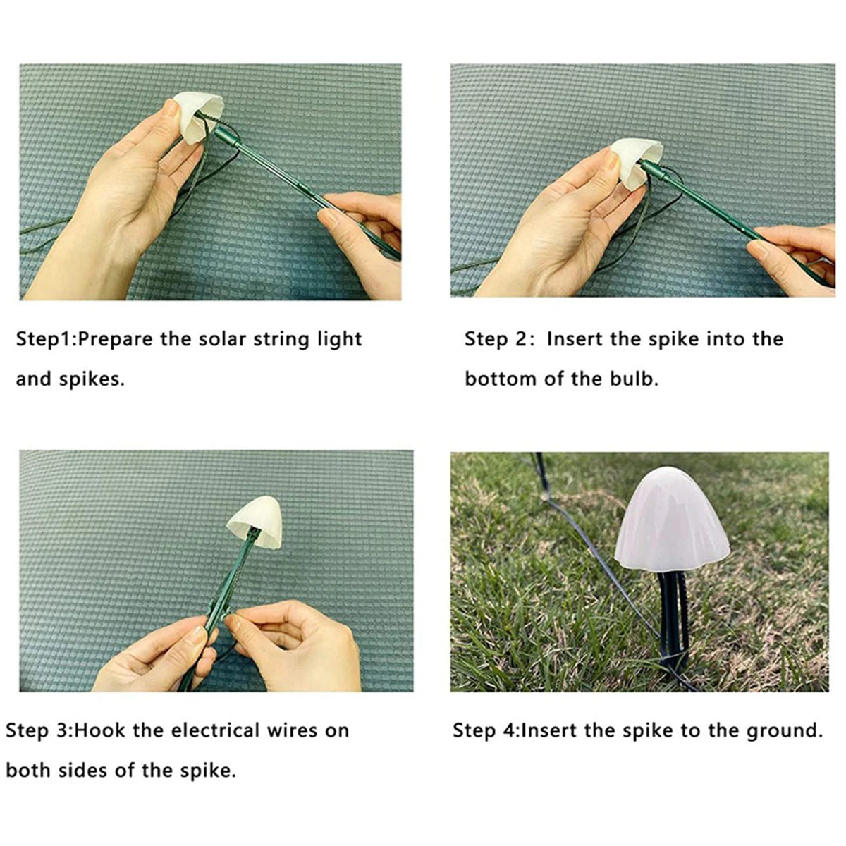 guirlande lumineuse solaire champignons multicolores moderne patio jardinextérieur decoration led spikes