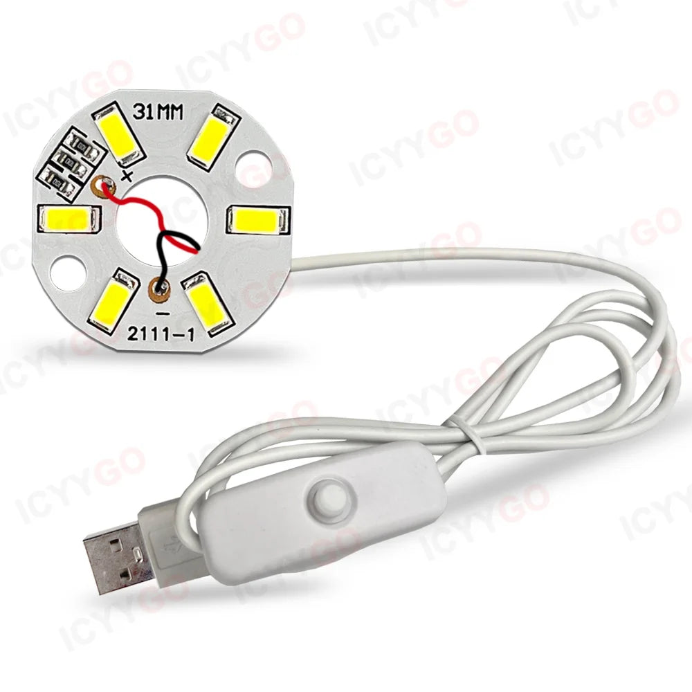 source lumière led 3w 5v usb blanc rouge circulaire adhésif câble interrupteur