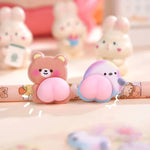 stickers mignons kawaii ours lapins fruits coeurs gâteaux adhésifs boîte rangement porte clés étui