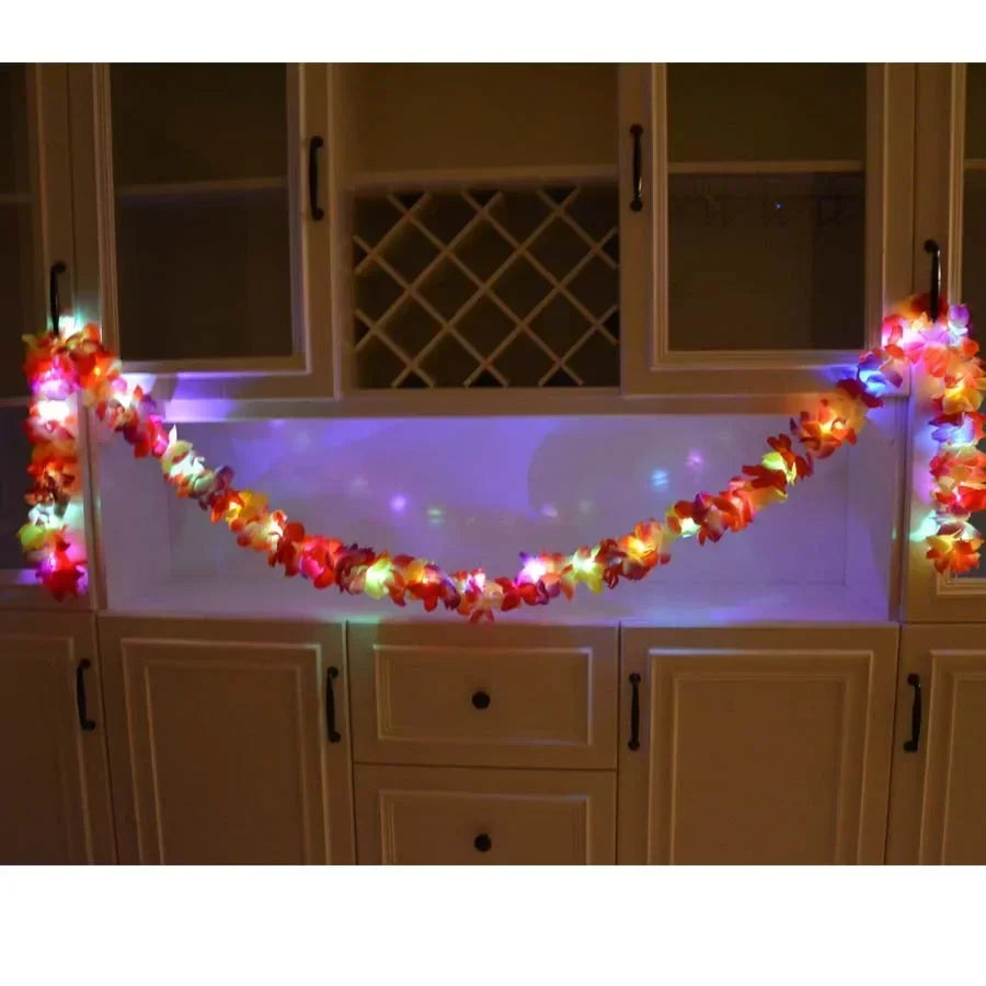 guirlande lumineuse fleurs artificielles multicolore décoration fête tropicale mariage anniversaire décoration intérieure suspendue