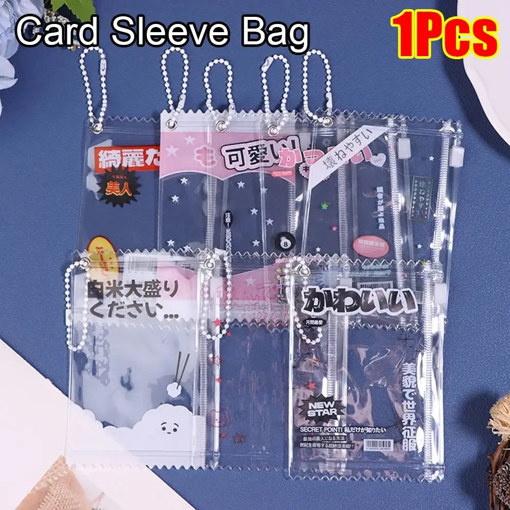 pochette transparente moderne imprimée lettres japonaises étoiles panda nuage réutilisable pvc étanche chaines étiquettes