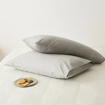 taies d'oreiller coton égyptien gris uni haute qualité maison 48x74cm respectueux environnement