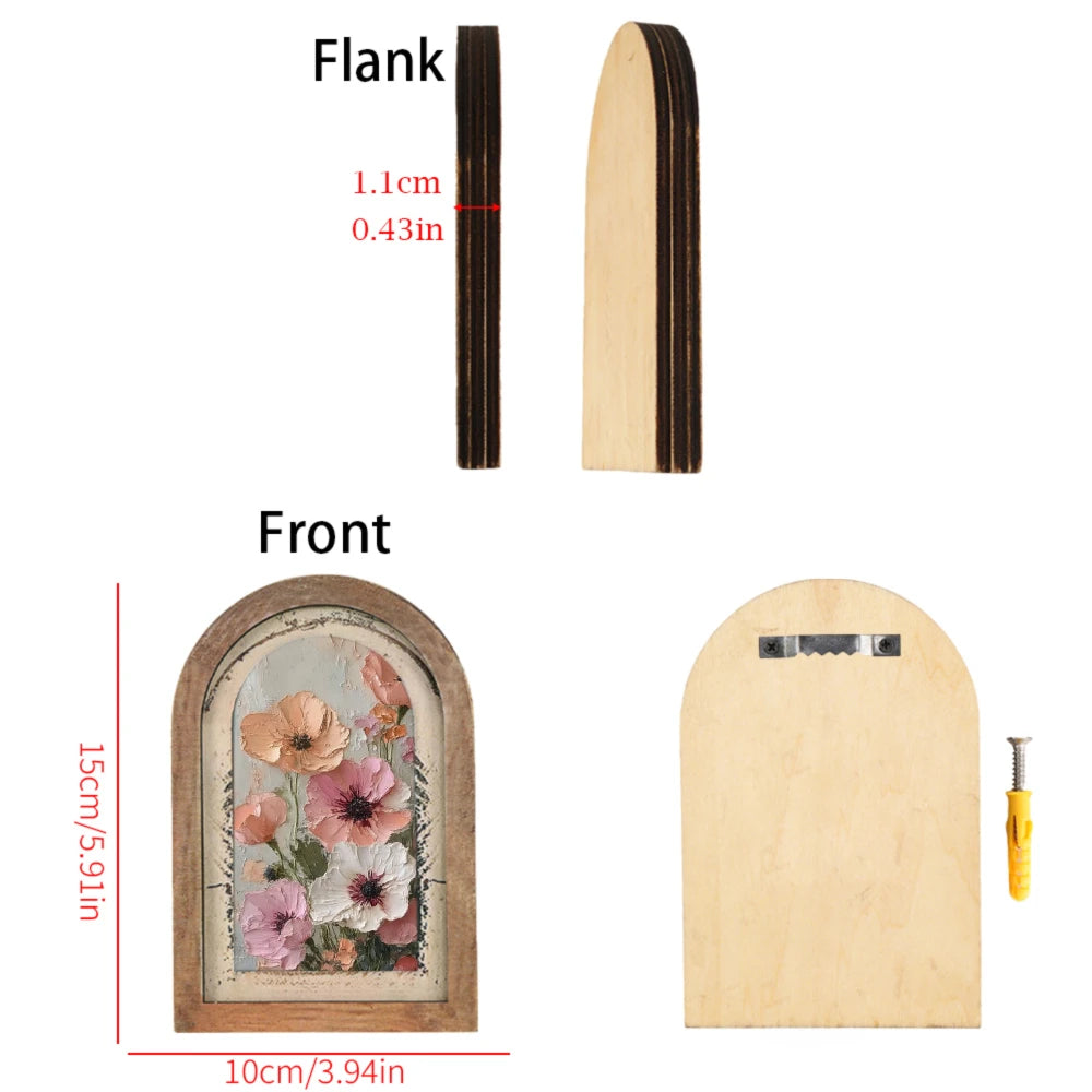 cadre mural vintage bois fleurs animaux fermier vis fixations maison deco