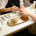 assiettes ovales or argent plates rangement cosmétiques outils nail art moderne élégants