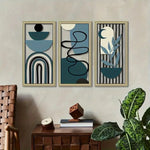 décoration murale moderne abstraite bois géométrique cercles arcs motifs végétaux montagnes minimalistes tableaux