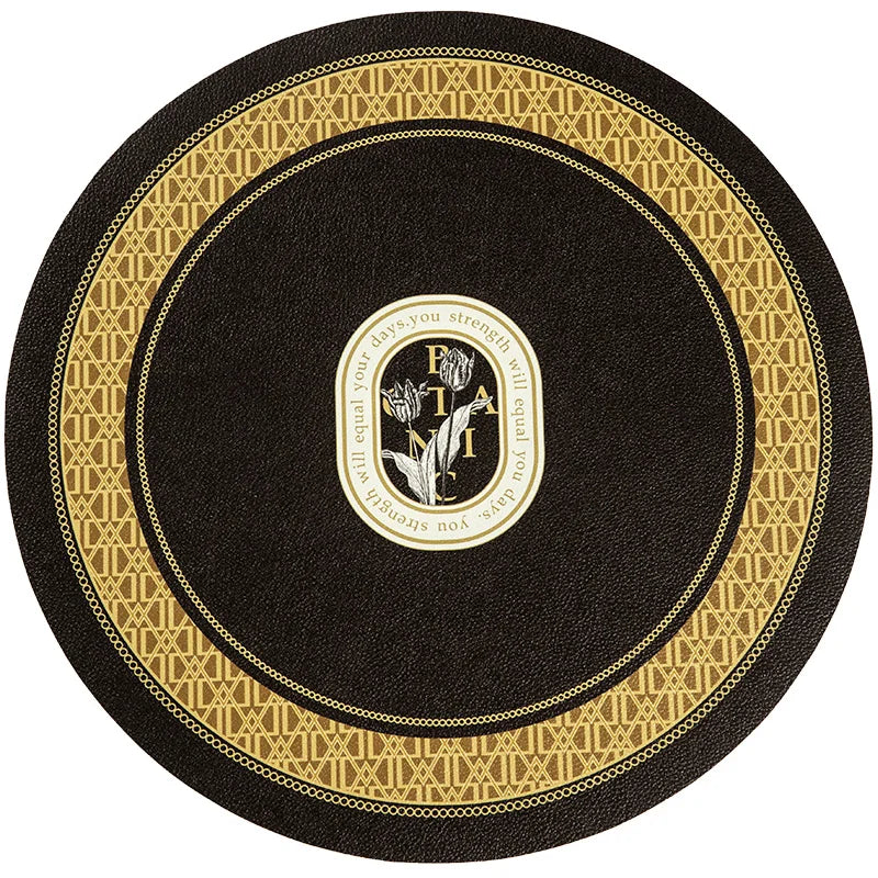 tapis table rond polyestère résistant chaleur décoration intérieure extérieure blanc vert fleurs feuilles papillons