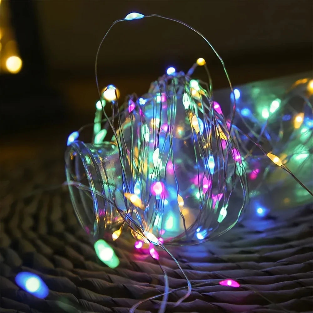 guirlande lumineuse fil cuivre led blanc chaud décoration maison mariage fête guirlande féerique