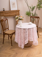 nappe table rose broderie florale semi transparente classique extérieur salon printemps réutilisable machine