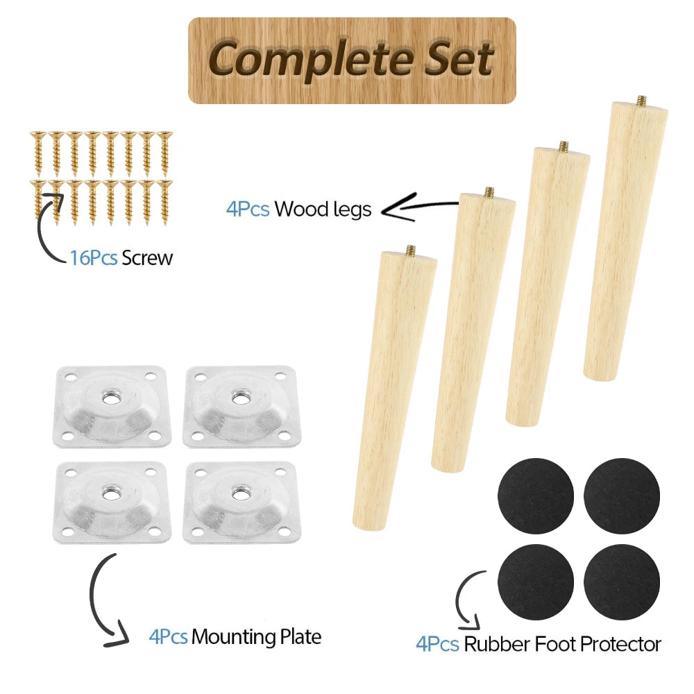 pieds meubles bois massif moderne 8cm 15cm 20cm 25cm vis plaques montage