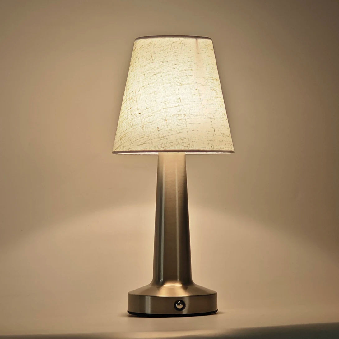 lampe table moderne or abat jour tissu rechargeable tactile chambre coucher led beigeclair