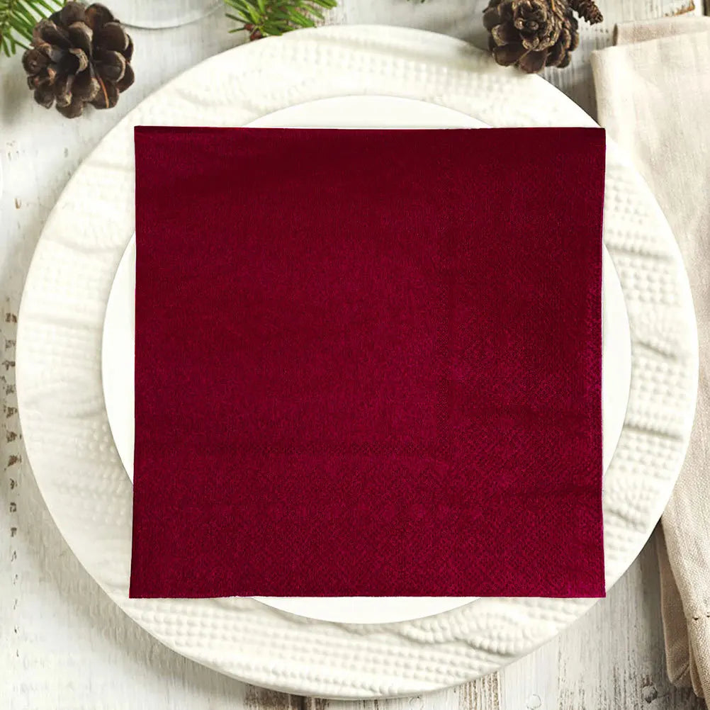 serviettes papier rouge bordeaux élégantes festives texturées brillantes opaques ensemble 20 pièces