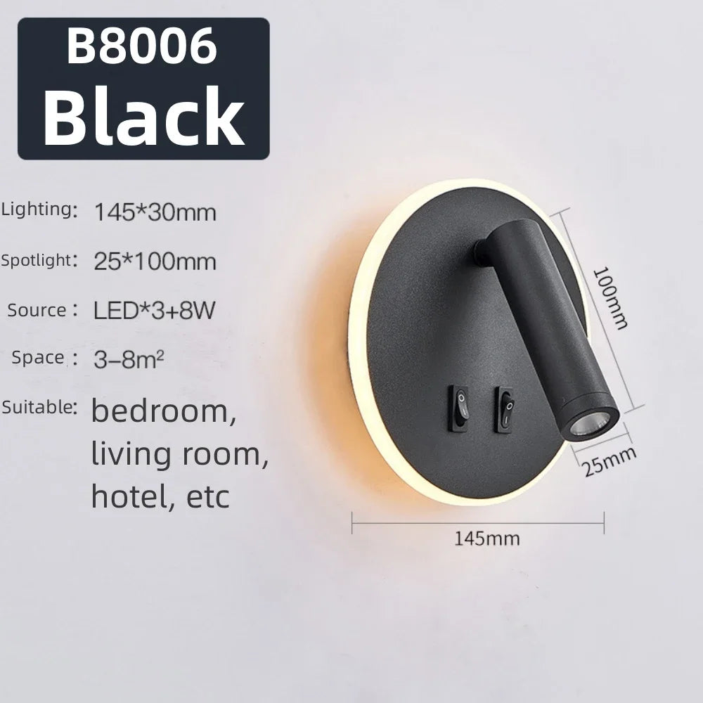 lampe murale moderne led noir blanc interrupteur port usb éclairage quotidien fixée mur ampoles