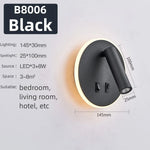 lampe murale moderne led noir blanc interrupteur port usb éclairage quotidien fixée mur ampoles