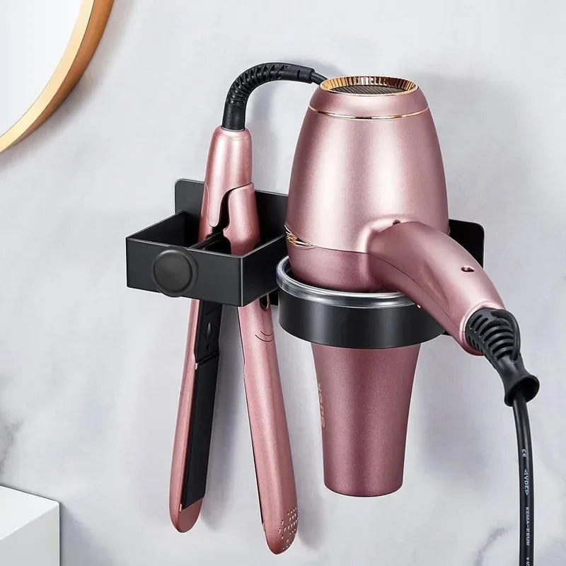 support mural aspirateur cheveux fer lisser rose doré gris noir moderne adhésif echangereelsfixe