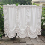 rideau blanc semi transparent classique franges ondulées 100x100cm 100x150cm 140x100cm 140x150cm