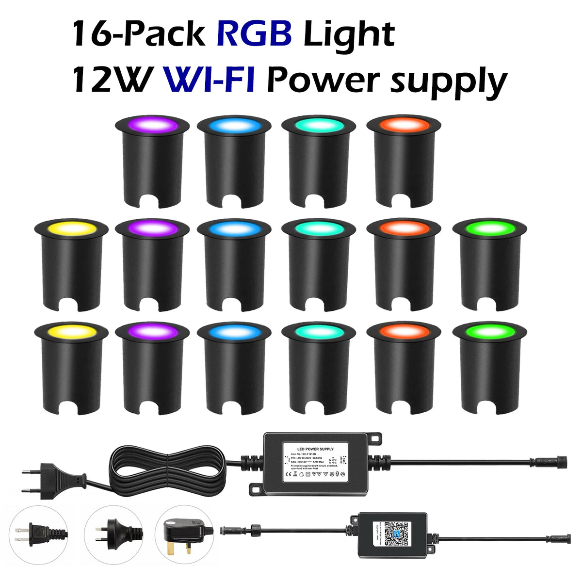 spots led noirs ip67 modernes application mobile contrôlabilité wifi rgb étanches