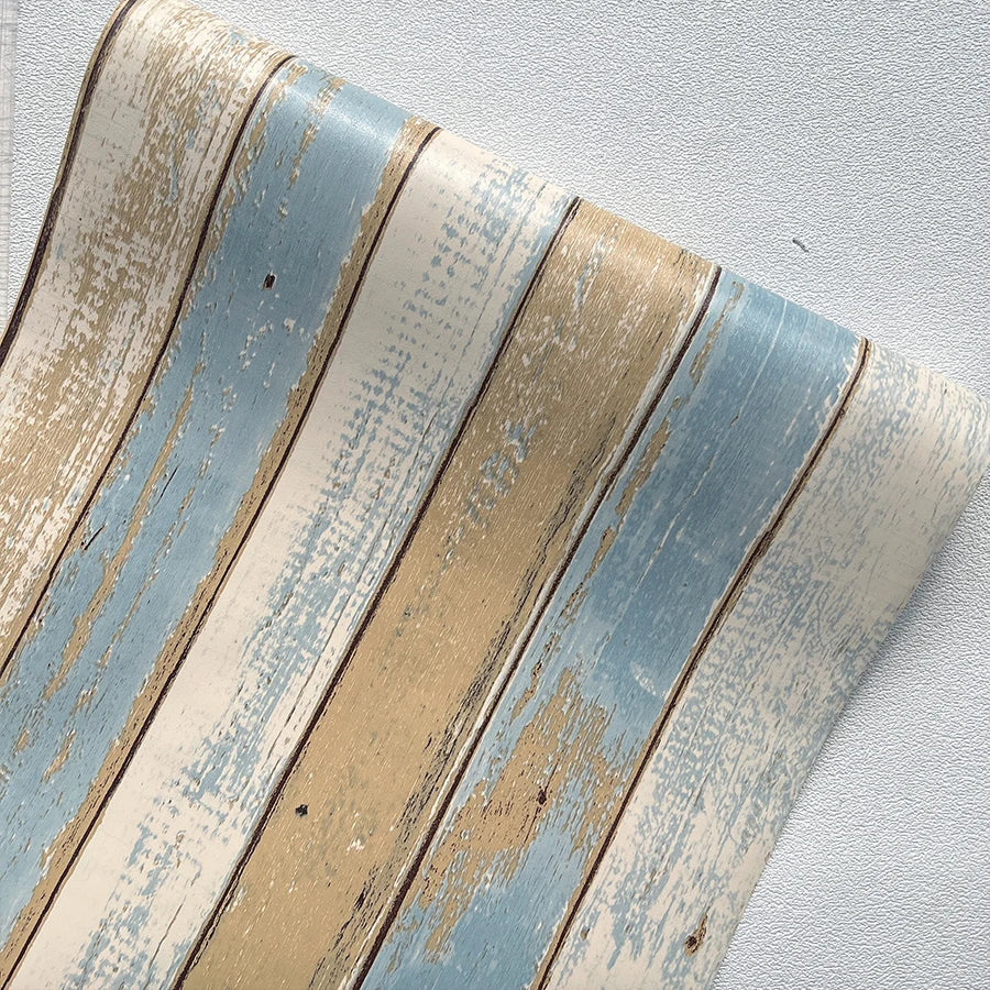 papier peint vinyle rayures bleu clair rustique vintage adhésif mur salon chambreOpaque PVC classique
