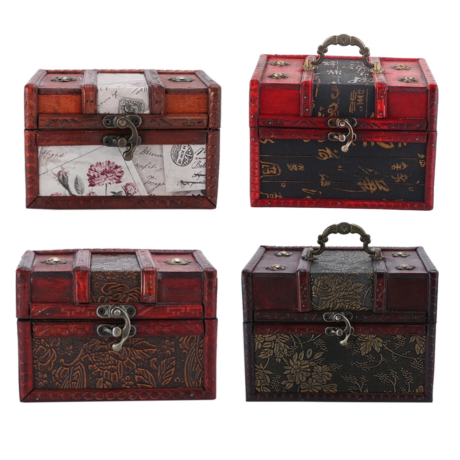 Boîte à bijoux en bois vintage style européen rétro couleur violet