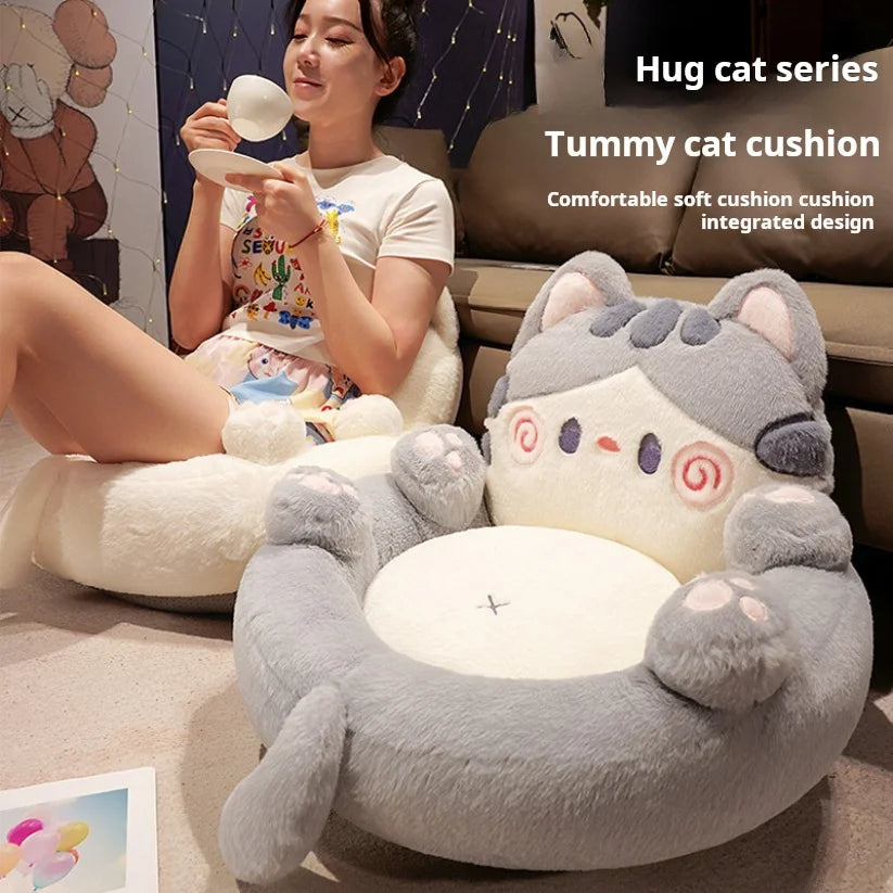 coussin forme chat gris mignon peluche oreilles yeux doux chambre salon étudeextérieur