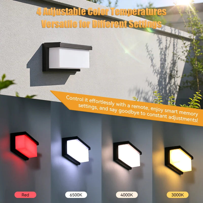 lampe murale solaire led extérieure étanche blanc noir controle distant panneau solaire moderne