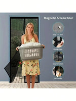 rideau porte magnétique noir maille fine moderne aimants corde rangement 100cm 210cm
