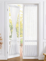 rideau blanc tissé verticalement plissé translucide classique porte d'entrée intérieur maison